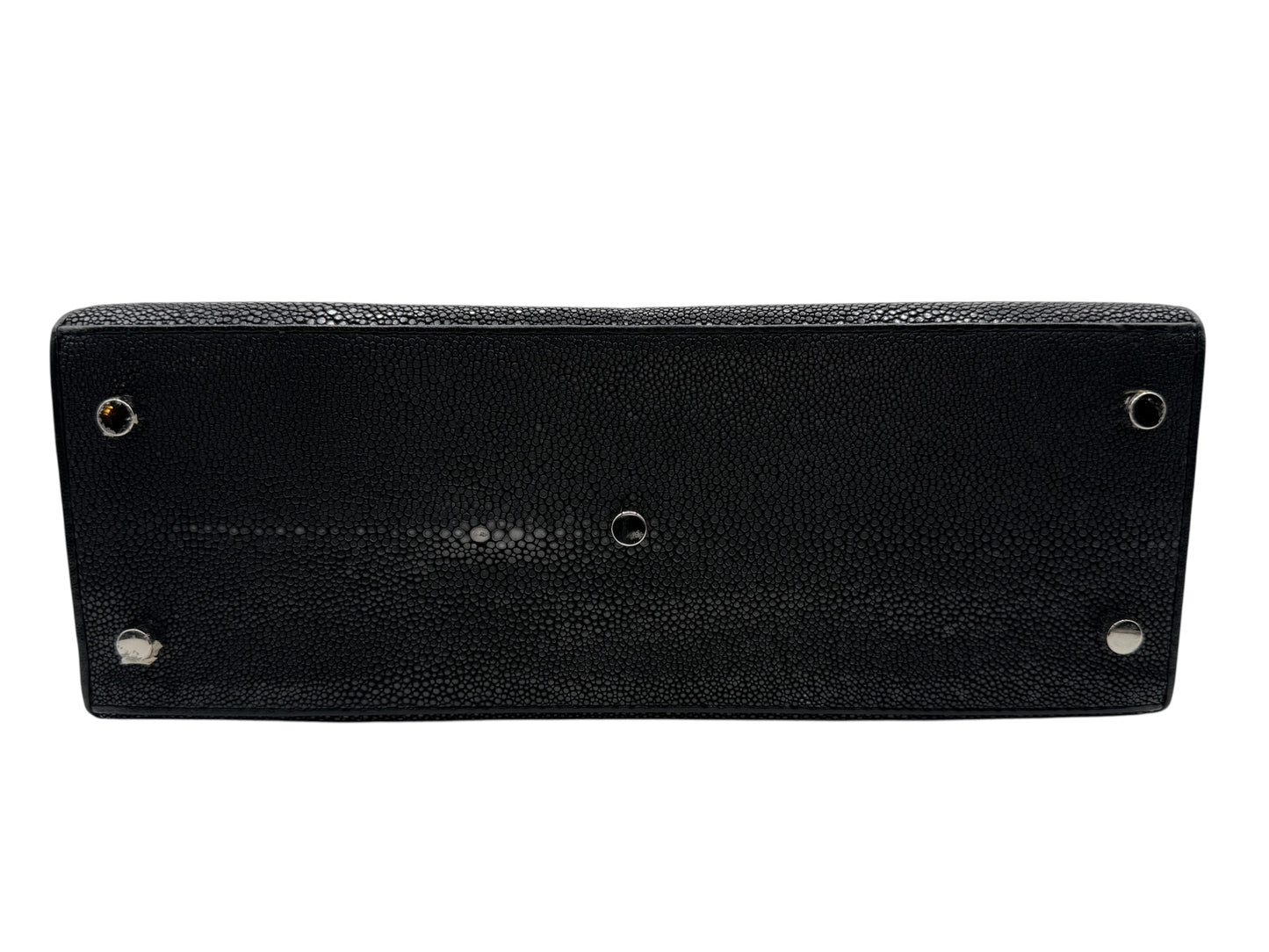Crawford Black Shagreen/Stingray Top Handle Bag w/ 925 Silver Hardware