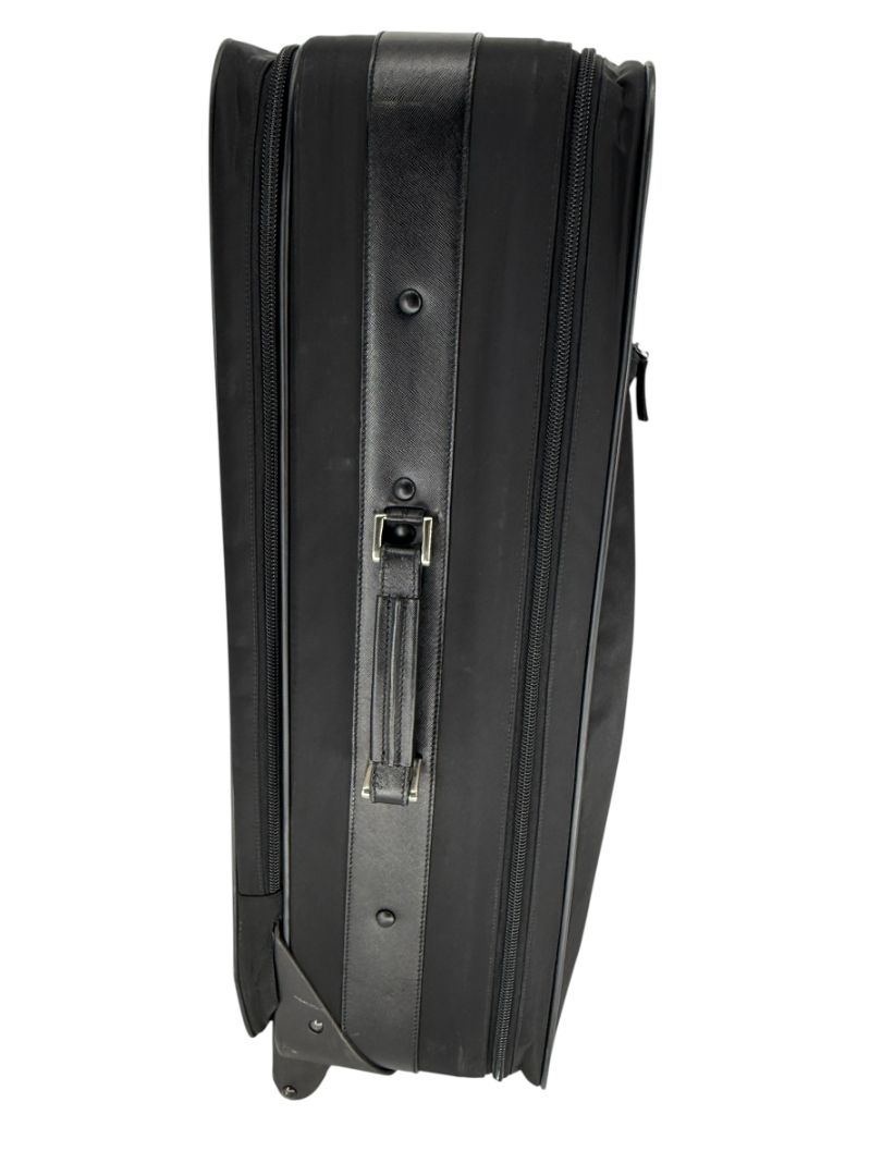 Prada Black Nylon Rolling Suitcase with Saffiano Leather Trim – 26.5" x 17.5" x 9.5"