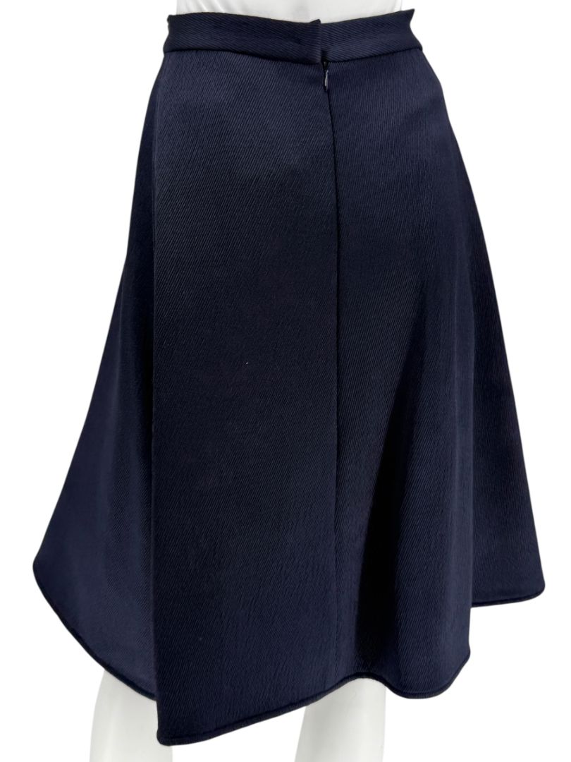 Pamella Roland Navy A-Line Skirt with Sculptural Hem - Large