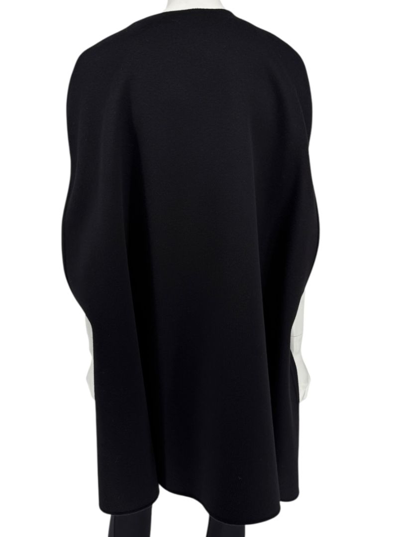 Valentino Black Wool/Cashmere Cape with Scalloped Edge – Size 10