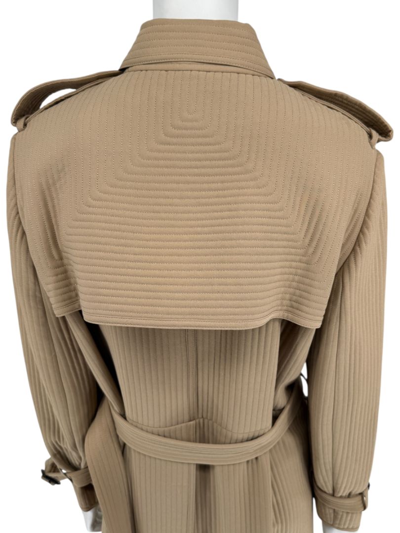 Valentino Camel Quilted Longline Trench Coat – Size IT 44 / US 10