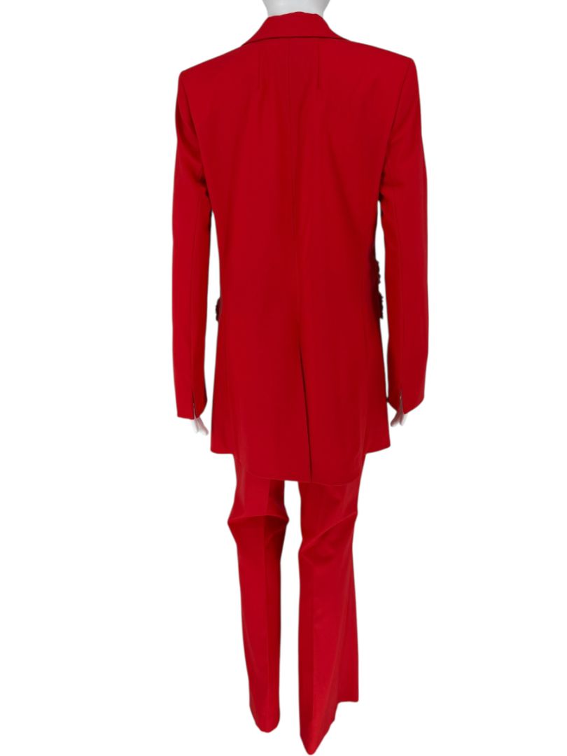 Pamella Roland Red Crystal Embellished Pocket Pant Suit – Large