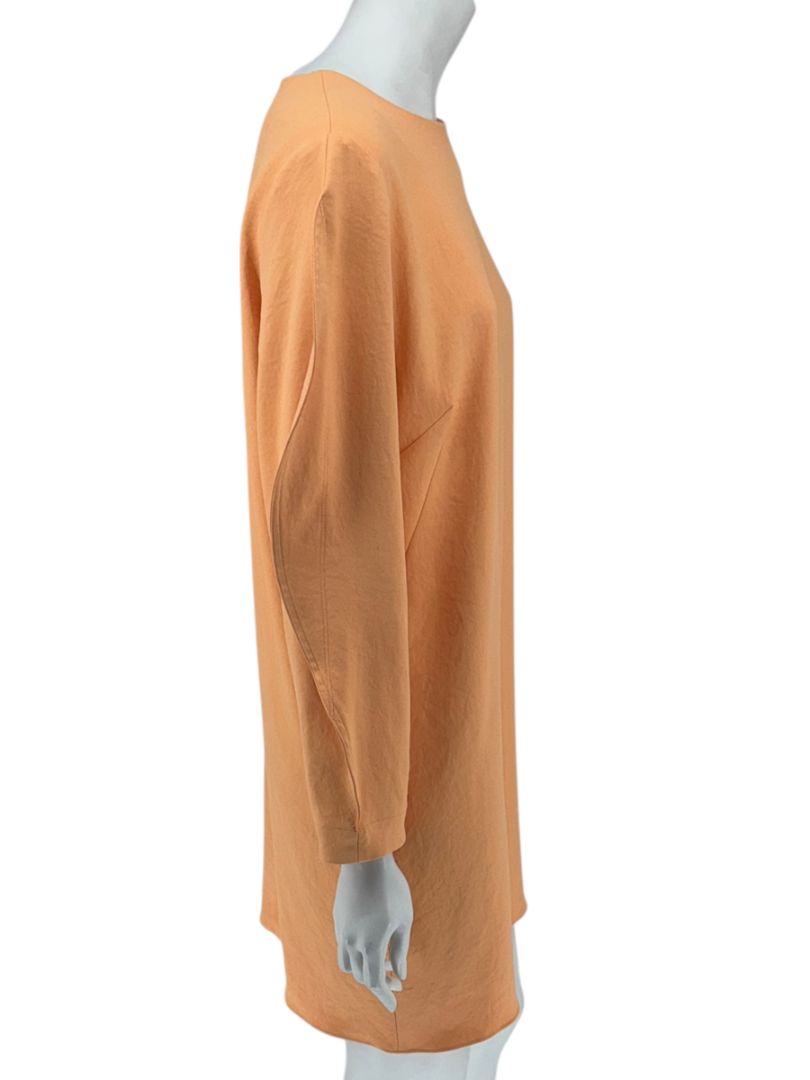 Tibi Apricot Sculpted Sleeve Shift Dress – Size 8