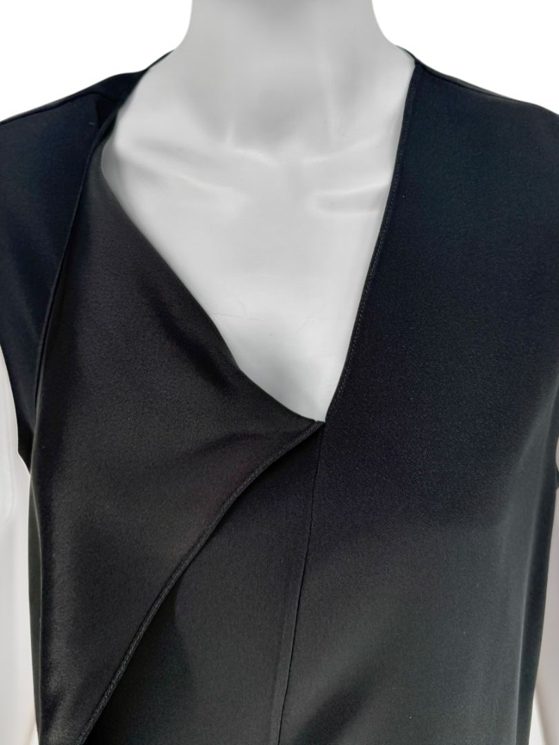 Adam Lippes Black Sleeveless Draped Collar Top – Size 12