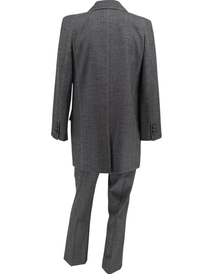 Fendi Roma Grey Wool-Blend Checked Pantsuit – Size IT 42 (Jacket) / IT 40 (Pants)