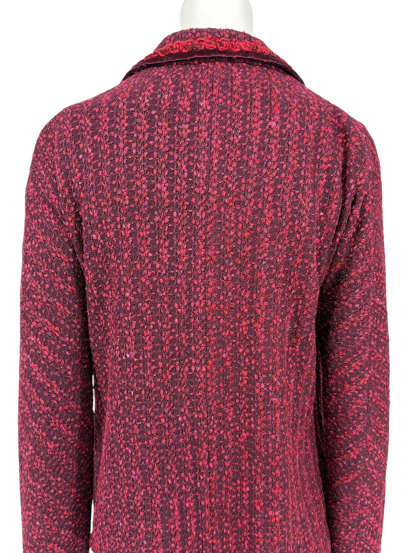 St. John Collection Red & Burgundy Knit Skirt Suit - Size 6