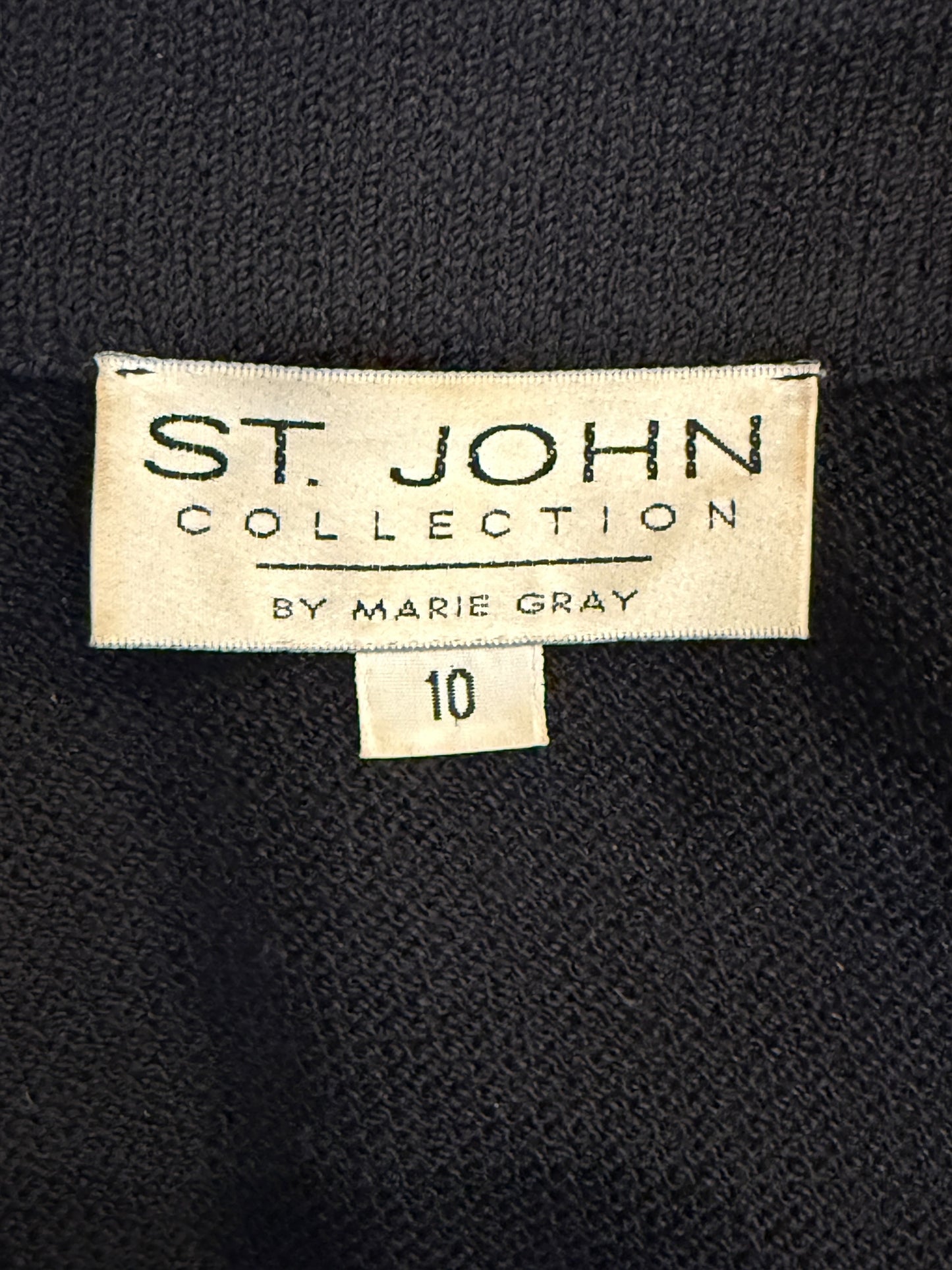 St. John Collection by Marie Gray Black Knit Blazer with Gold Trim – Size 10