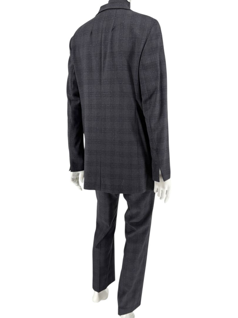 Akris Punto Grey Wool Suit with Purple Fleck Detailing – Size US 10