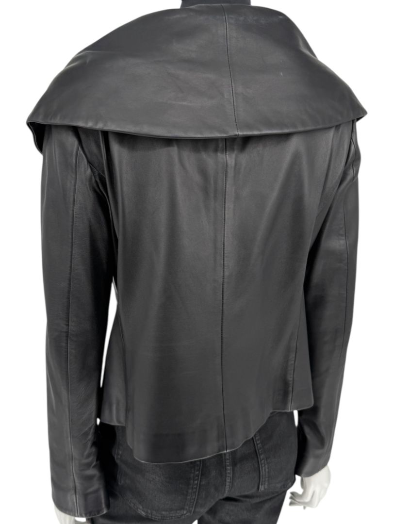 Armani Collezioni Black Leather Sculpted Jacket – Size 12