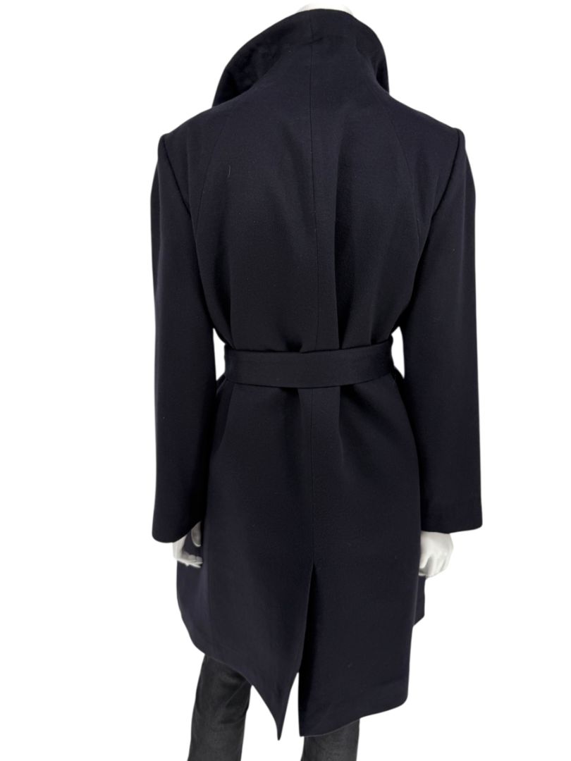 Pamella Roland Wide Shawl Collar Black Wool Belted Coat - Large