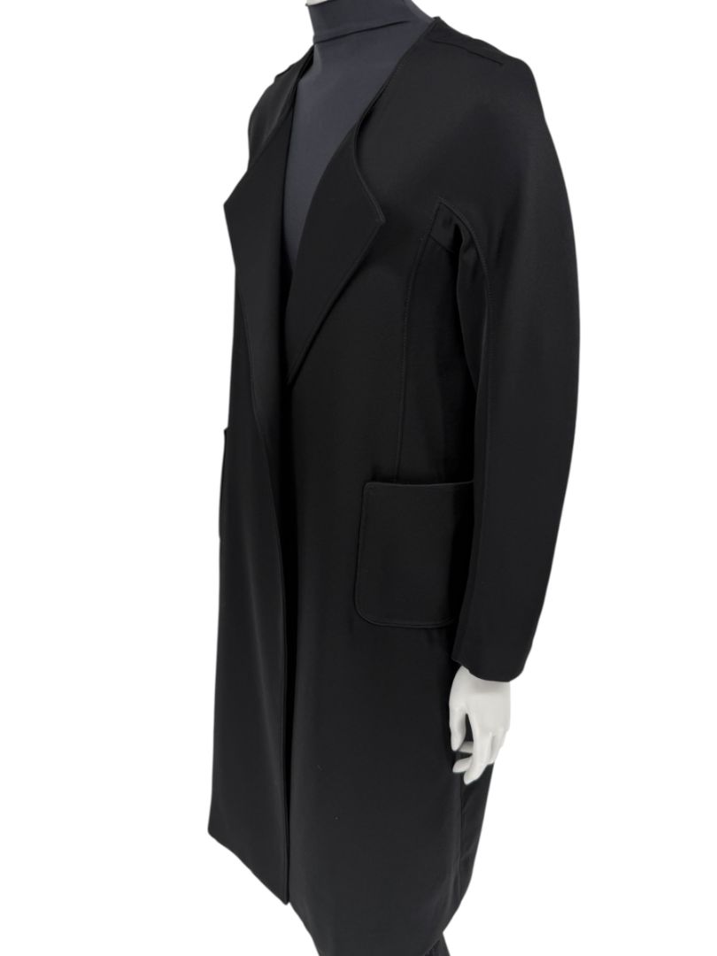 Pamella Roland Black Open-Front Longline Coat – Large