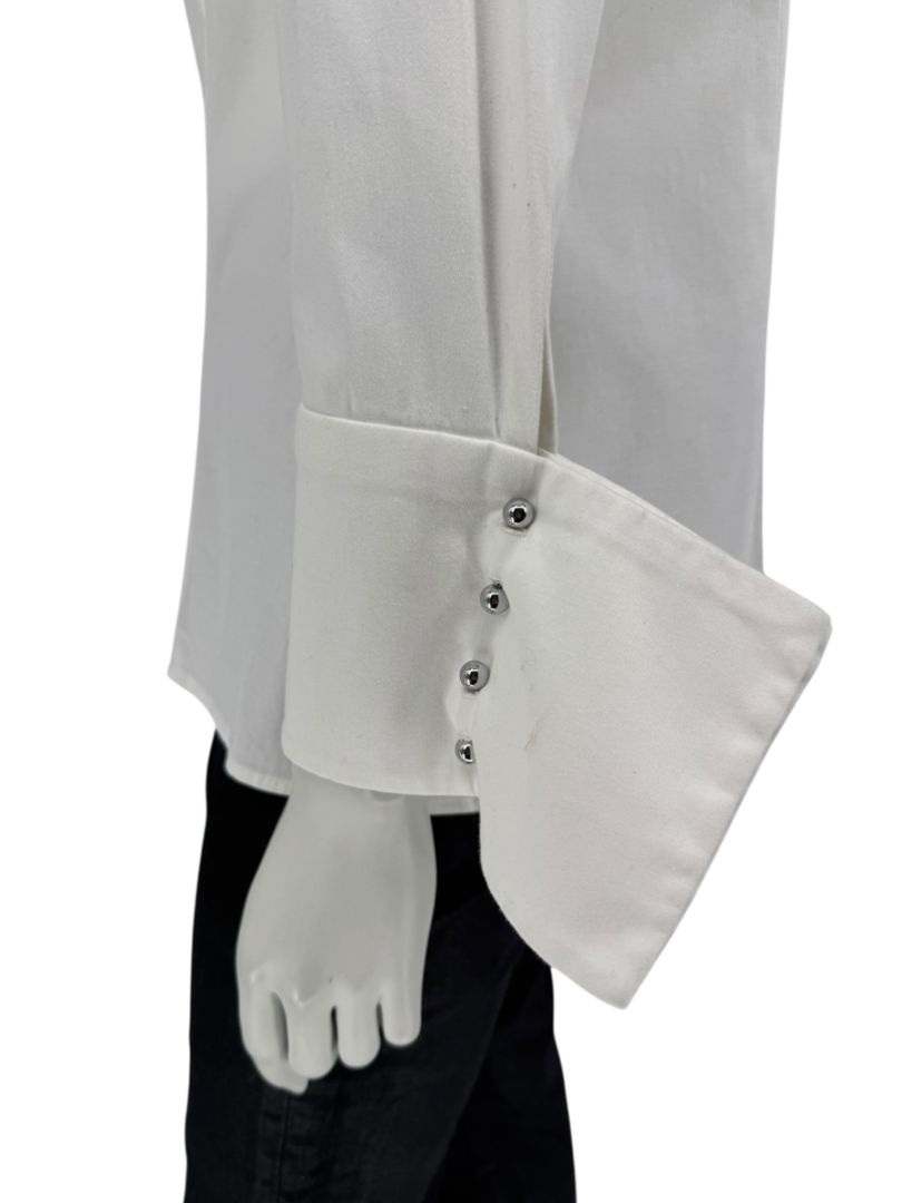 Pamella Roland White Button-Front Shirt – Large