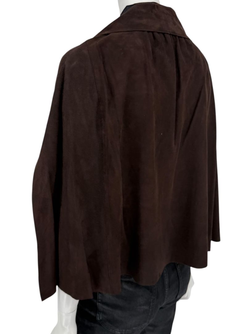 Akris Chocolate Brown Suede Cape Jacket – Size 12