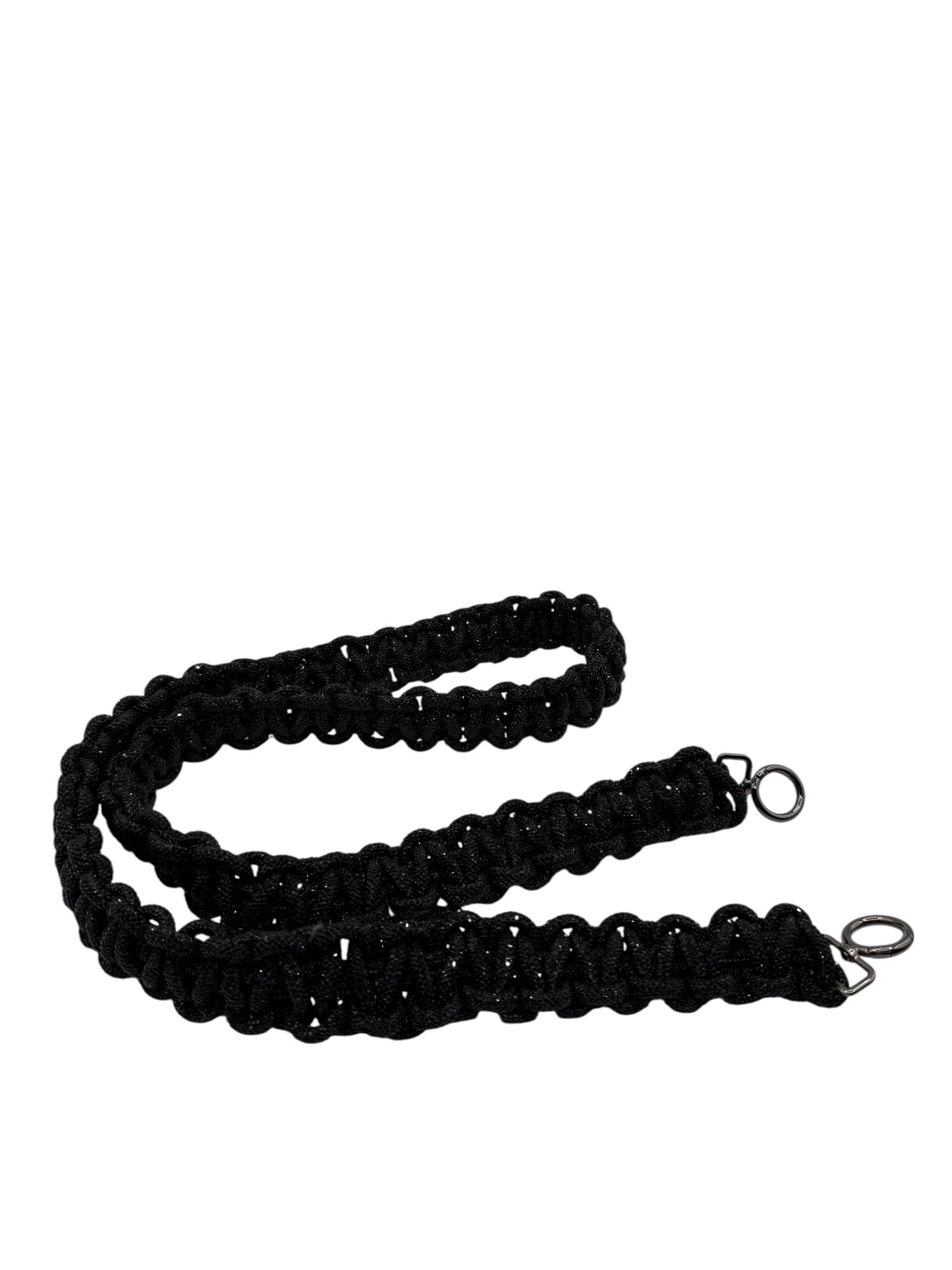 Black Glitter Macramé-Style Purse Strap – 2" Wide / 56" Long