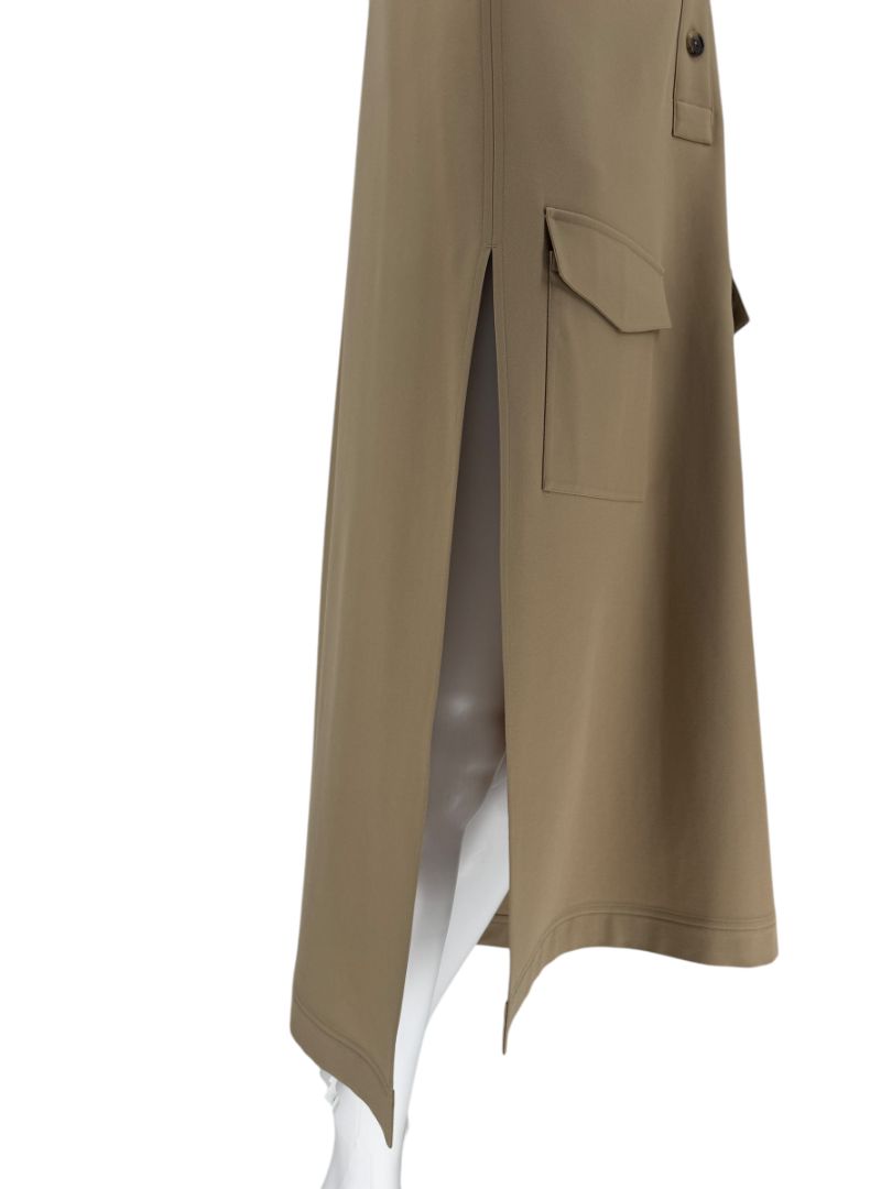 Céline Khaki Wool Belted Utility Midi Dress – Size FR 42 (US 8/10)
