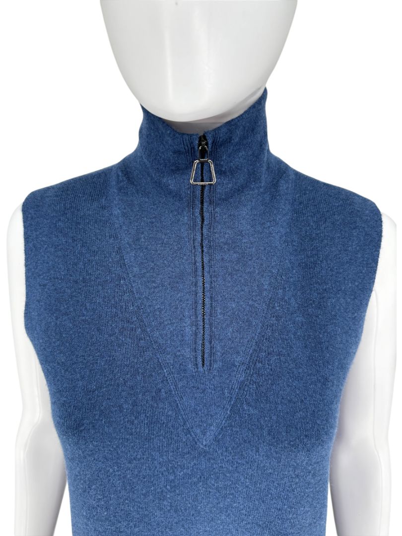 Akris Cashmere Knit Zip Dress in Navy – Size US 10 / FR 42