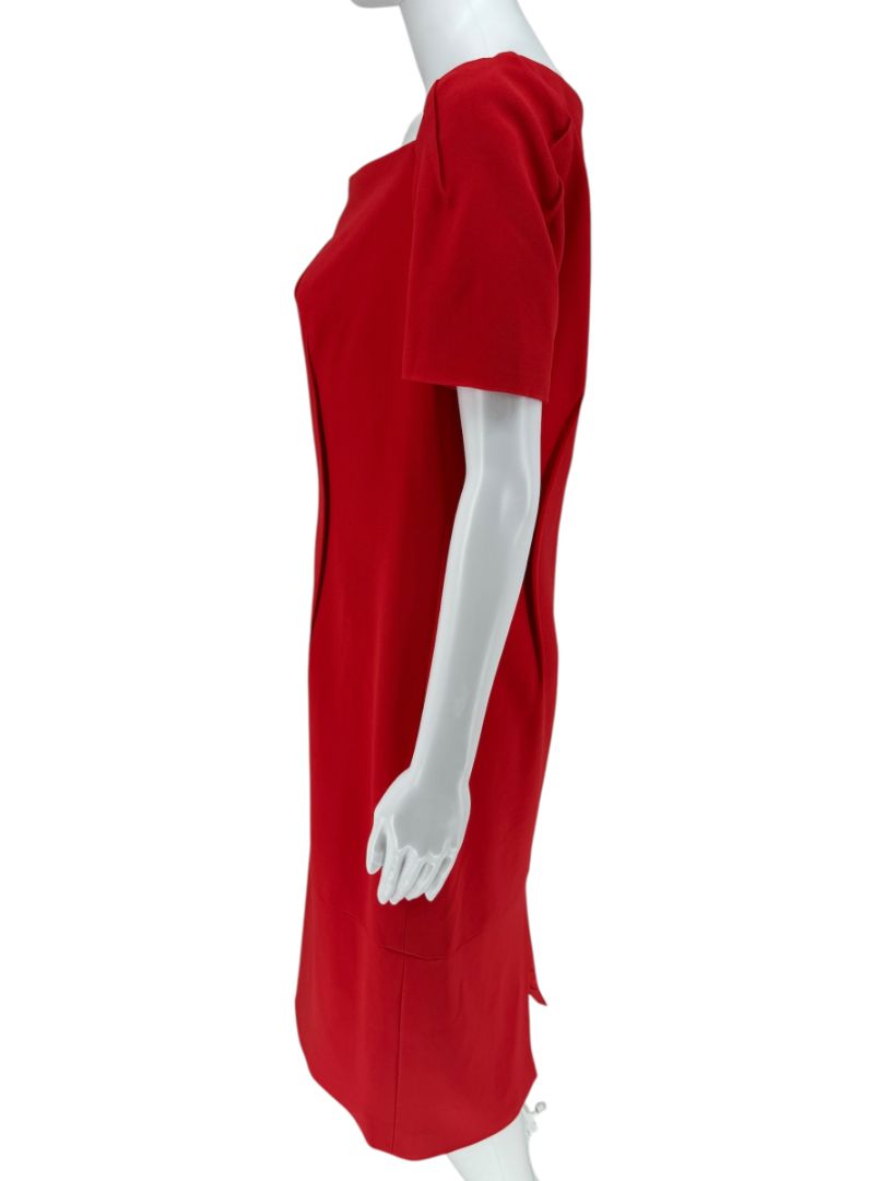 Pamella Roland Sculptural Red Cocktail Dress – Estimated Size 12