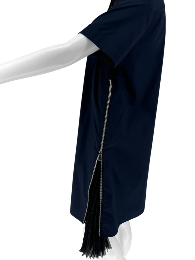 Sacai Pleated Insert Zip Shirt Dress - Size 2