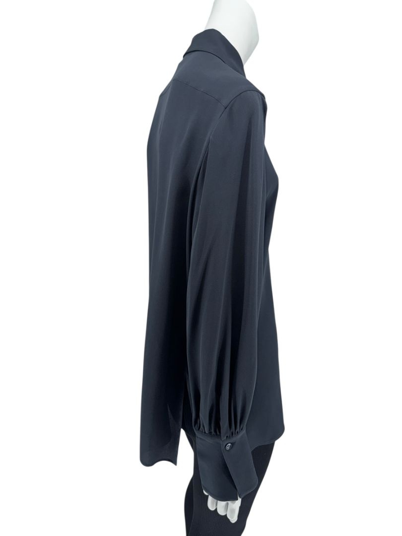 The RowThe Row Midnight Navy Silk Blouse with Twist-Sleeve Detail – Size M