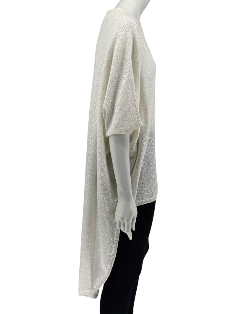 Brunello Cucinelli Ivory Hi-Low Sequin Knit Tunic – Size L
