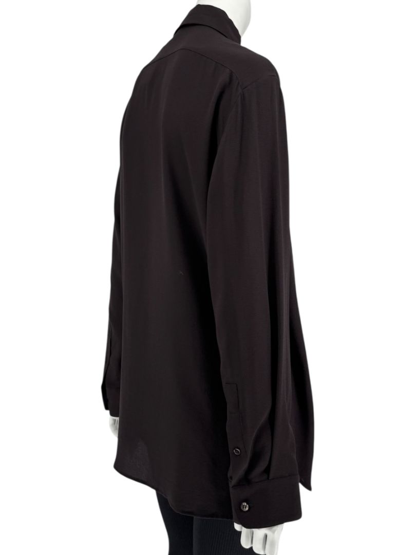 The Row Black Silk Button-Front Shirt – Size XS