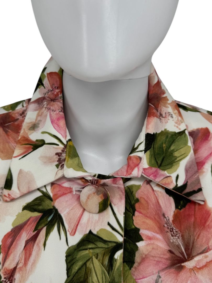 Pamella Roland Pink & Green Floral Belted Jacket – Large