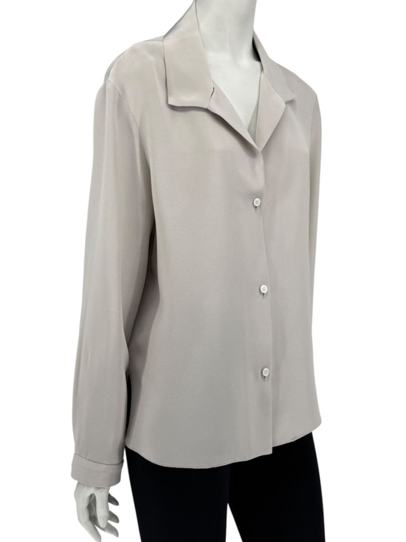 Peter Cohen Gray Silk Convertible Collar Blouse – Size L