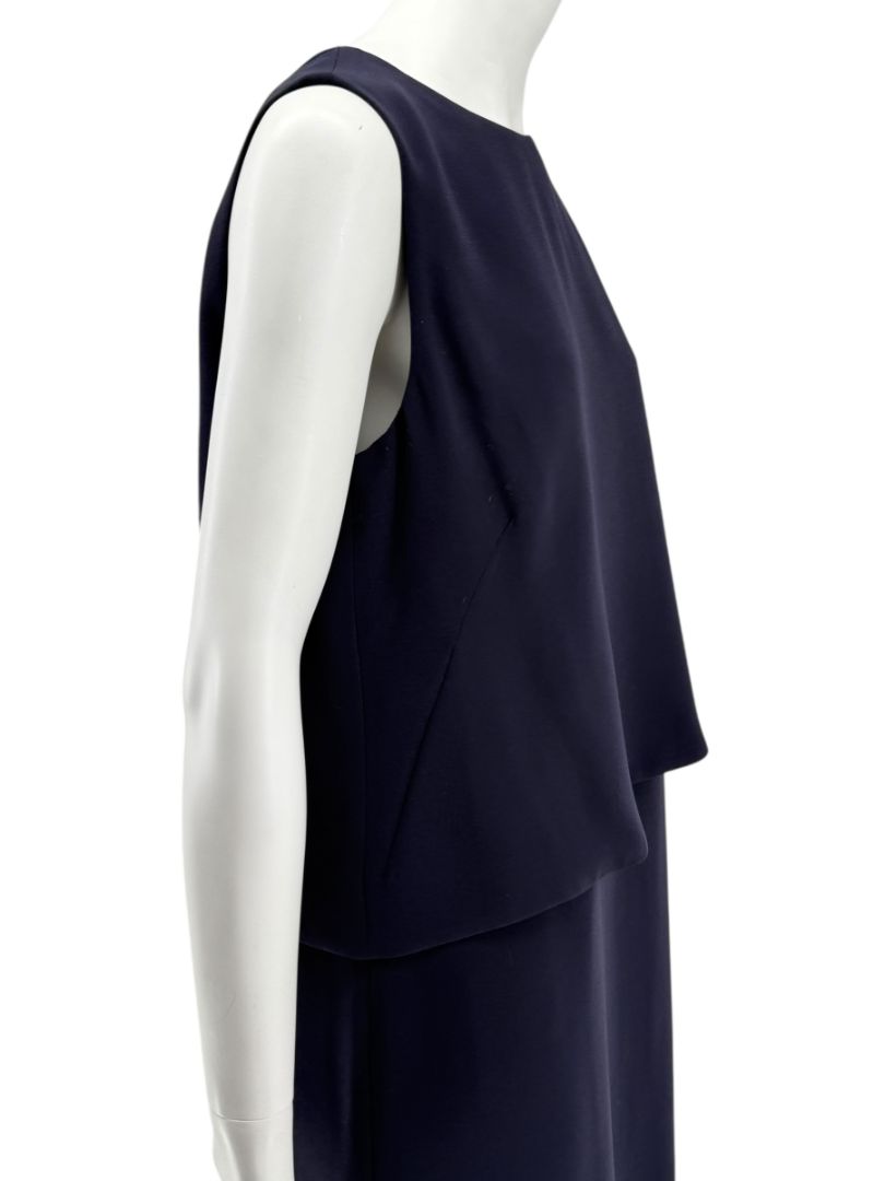 Max Mara Navy Draped Overlay Shift Dress – Size IT 46 (US 12)