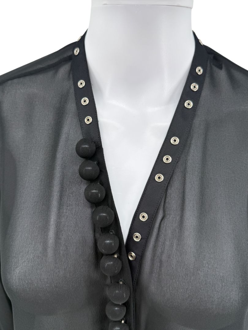 Maison Margiela Sheer Black Button-Front Blouse/Cover-Up – IT 42