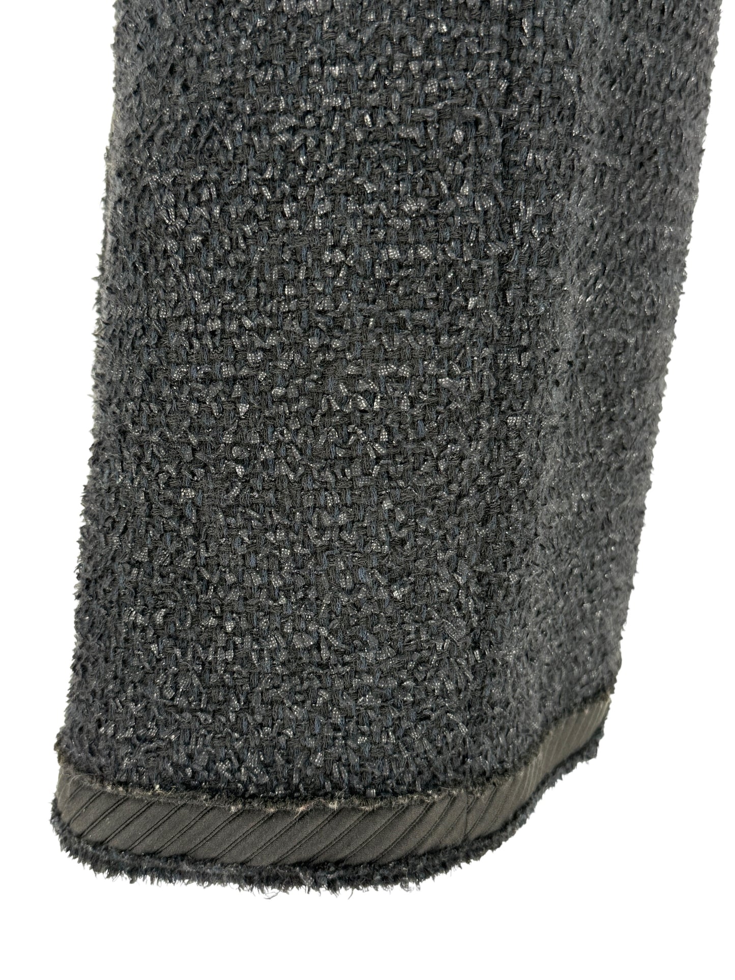 Chanel Black Bouclé A-Line Skirt with Grosgrain Trim – Size FR 46
