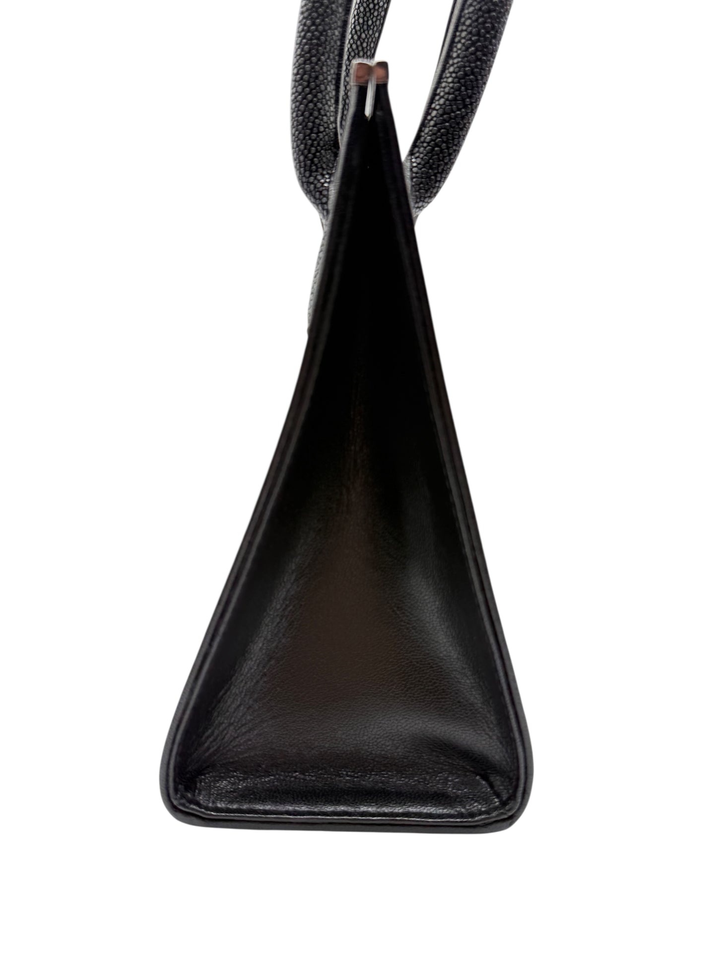 Crawford Black Shagreen/Stingray Top Handle Bag w/ 925 Silver Hardware
