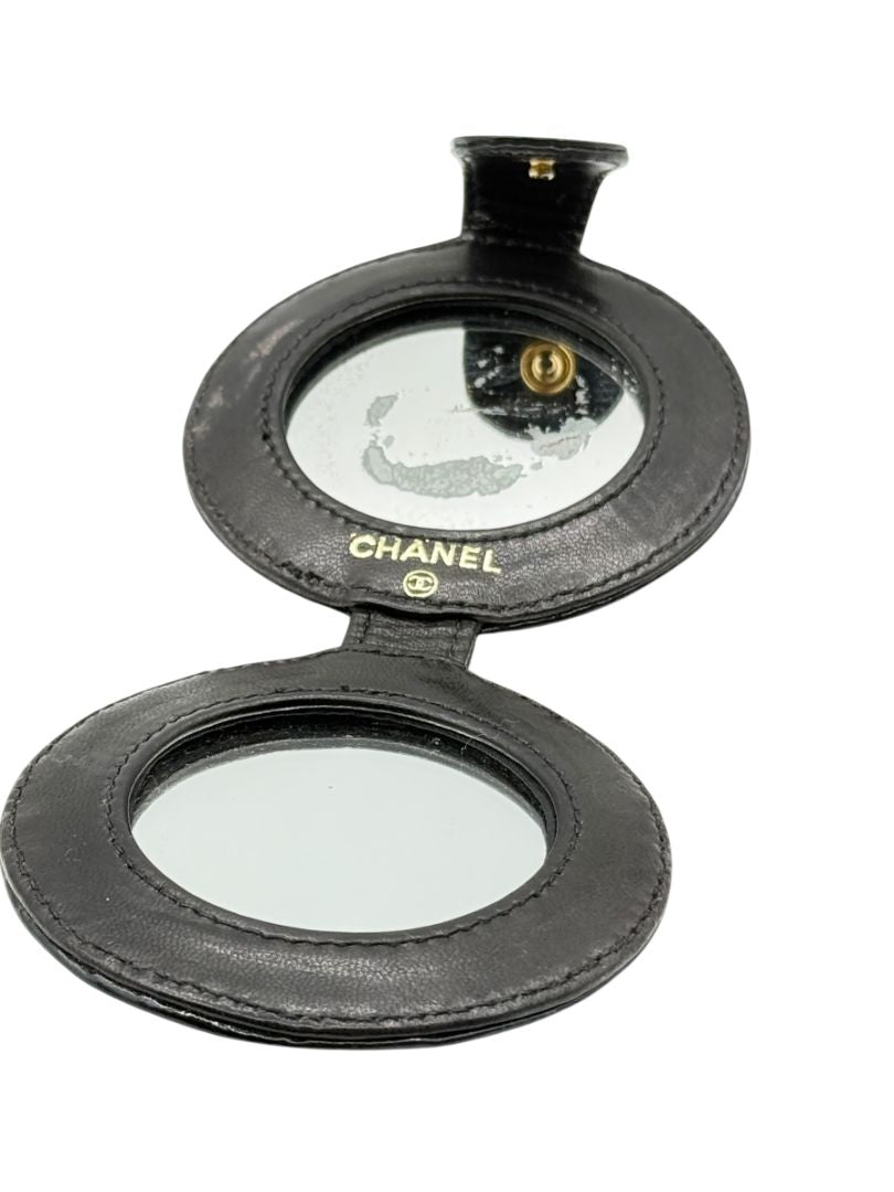 Chanel Black Patent Leather "CC" Folding Mirror – Vintage 