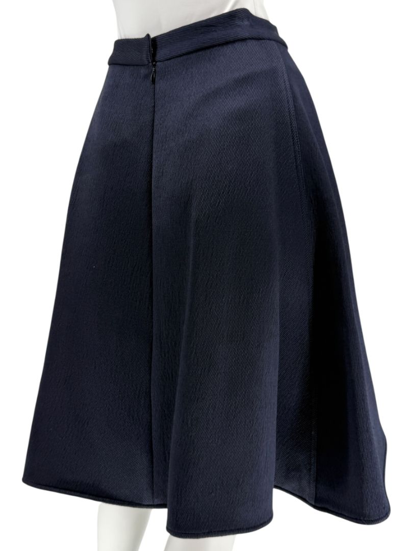Pamella Roland Navy A-Line Skirt with Sculptural Hem - Large