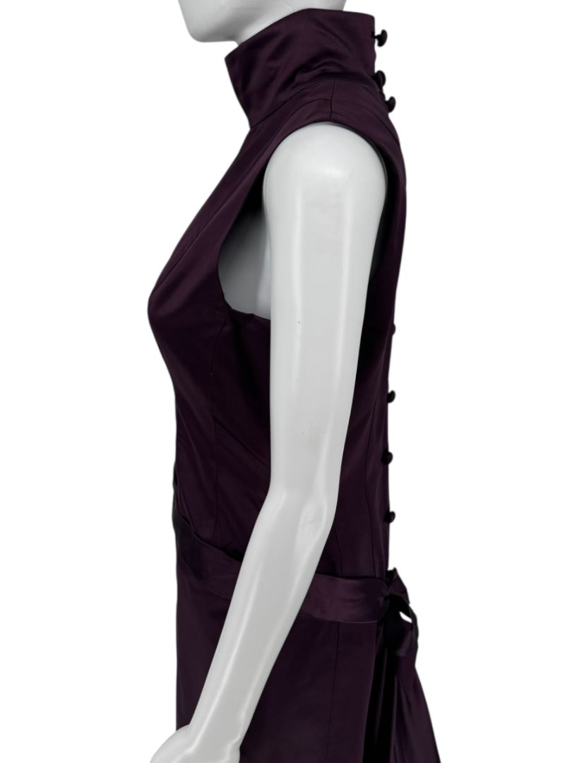 Plum High Neck Sleeveless Gown with Back Bow Detail – Large