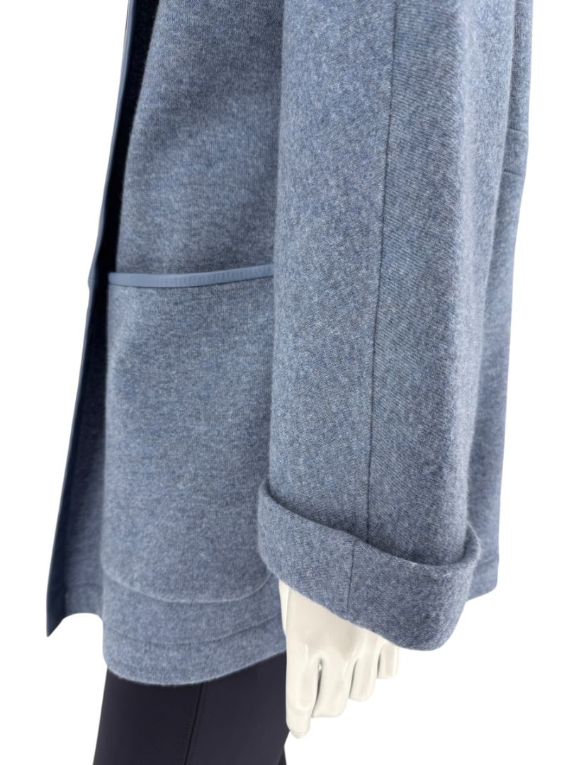 Loro Piana Blue Cashmere Blend Hooded Jacket with Leather Trim – Size M