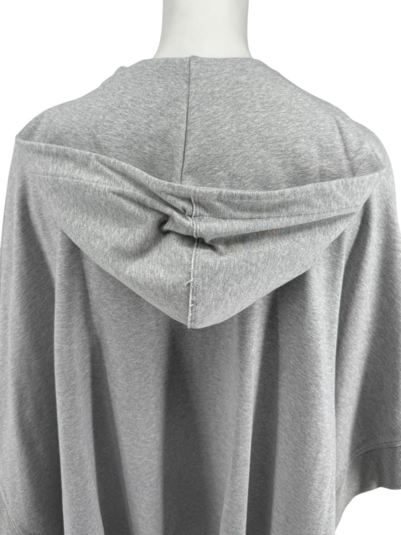 L’Agence Gray Viscose-Silk Hoodie Poncho – One Size