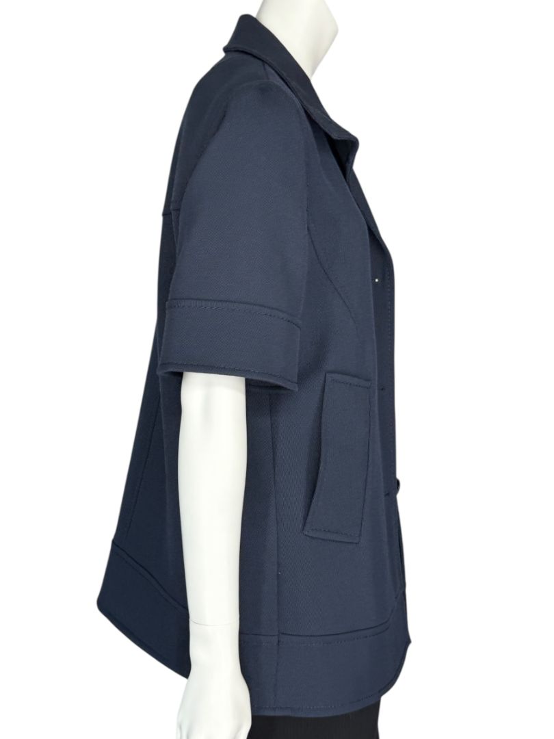 Akris Punto Navy Virgin Wool Short-Sleeve Coat – Size US 8