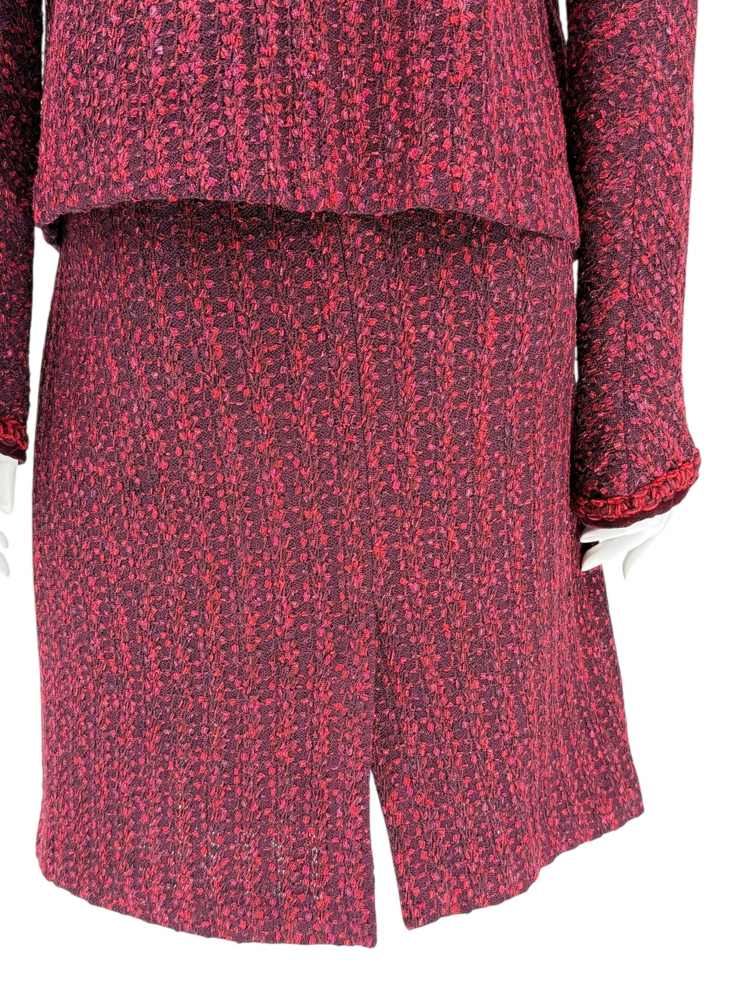 St. John Collection Red & Burgundy Knit Skirt Suit - Size 6