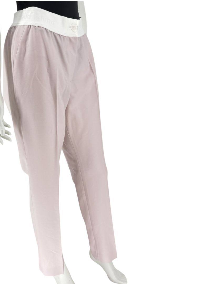 Pamella Roland Pale Pink Pants with White Logo Waistband – Large