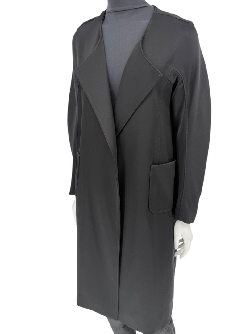 Pamella Roland Black Open-Front Longline Coat – Large