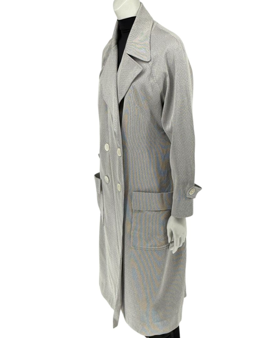 Pamella Roland Grey Cape Style Trench Jacket Double Breasted – Large