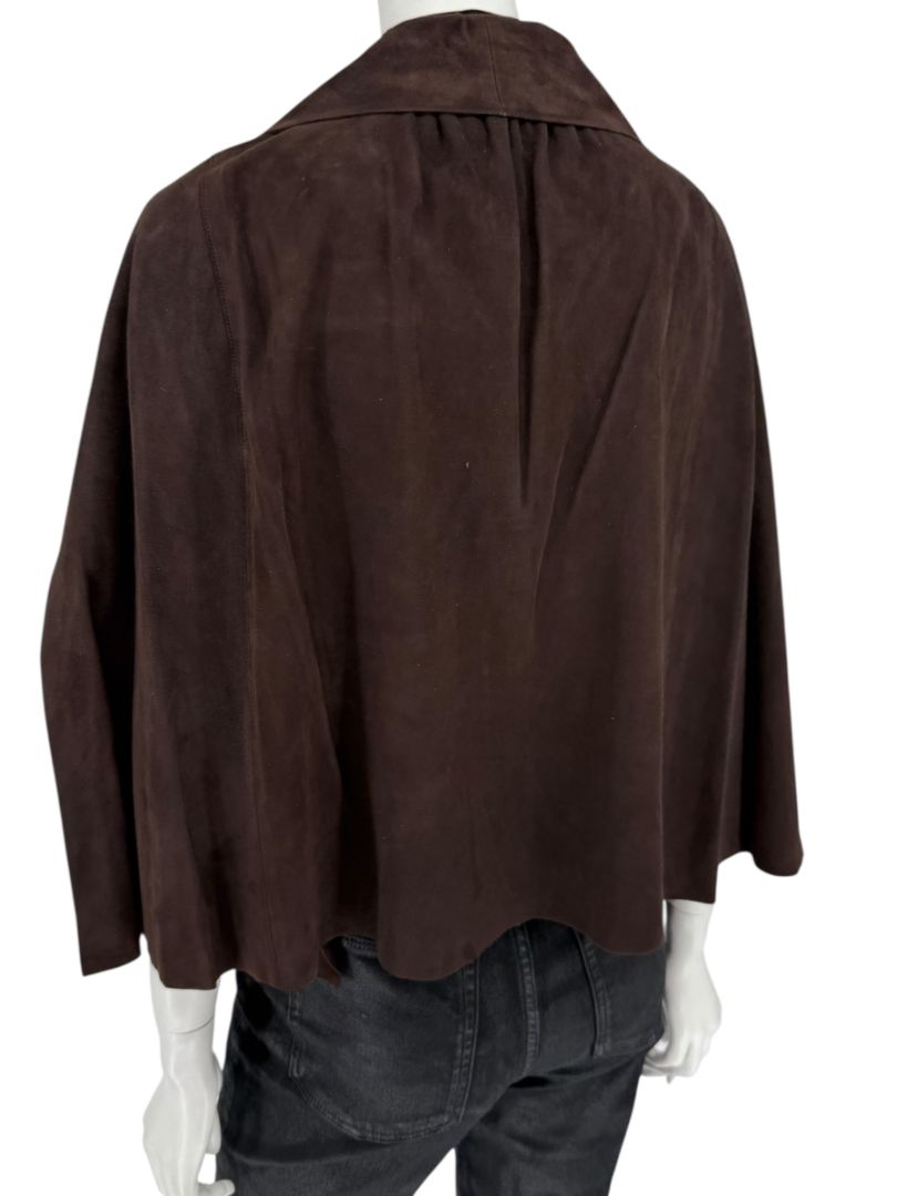 Akris Chocolate Brown Suede Cape Jacket – Size 12