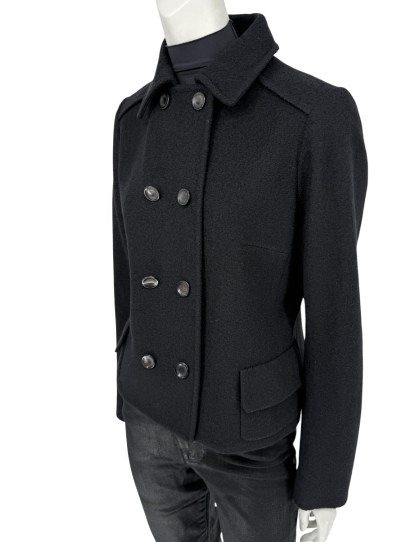Lida Baday Black Wool Cropped Peacoat – Size 12