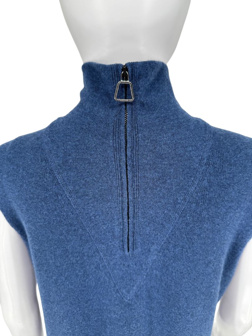 Akris Cashmere Knit Zip Dress in Navy – Size US 10 / FR 42