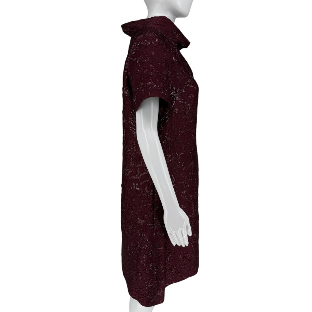 Pamella Roland -Wine Brocade Metallic Floral Dress & Coat Set - Size 8/10