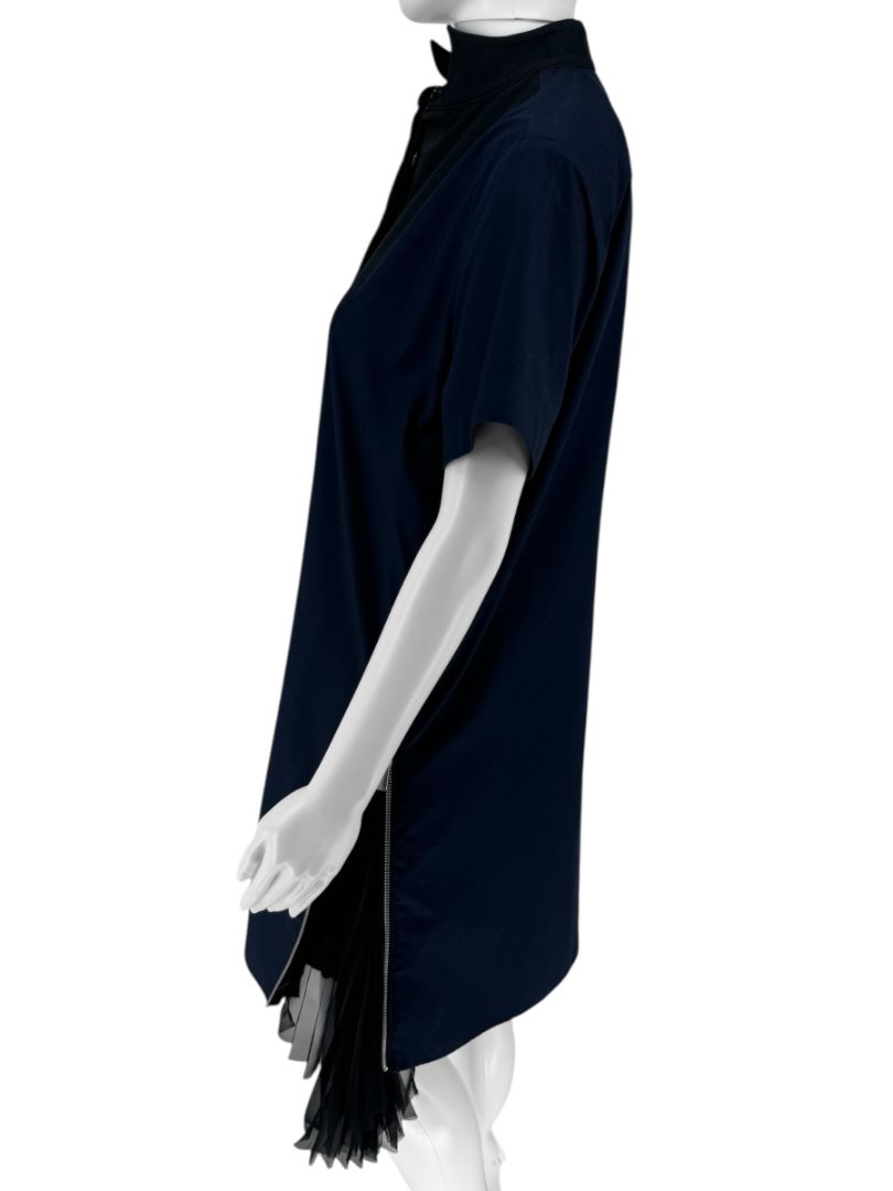 Sacai Pleated Insert Zip Shirt Dress - Size 2