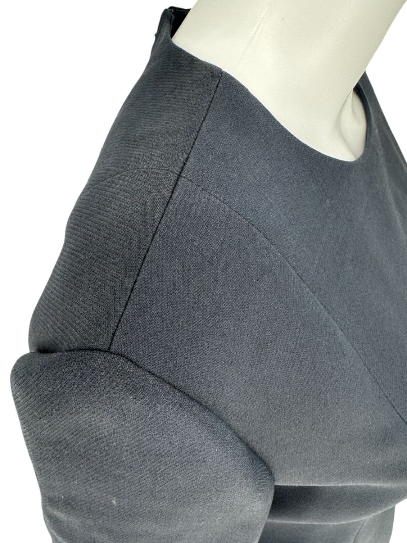 Christian Dior Navy Wool-Silk Dress with Lace Hem - Size 12
