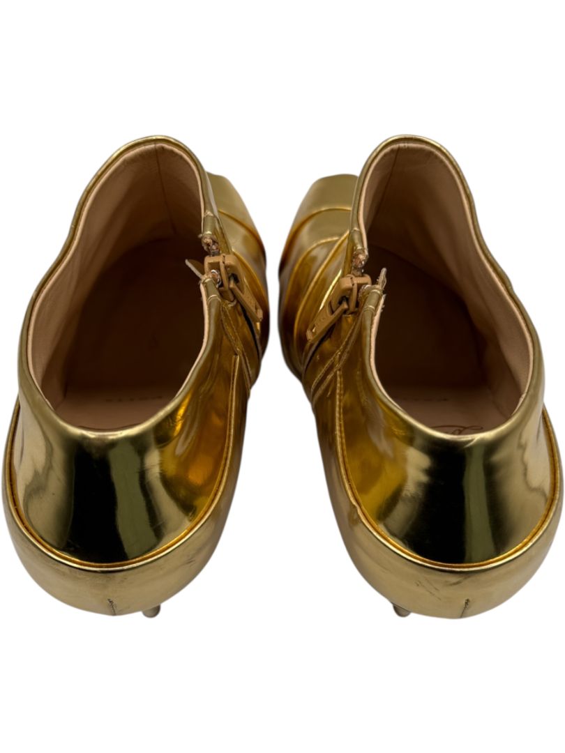 Christian Louboutin Gold Patent Leather Robot 120 Ankle Boots Size 39