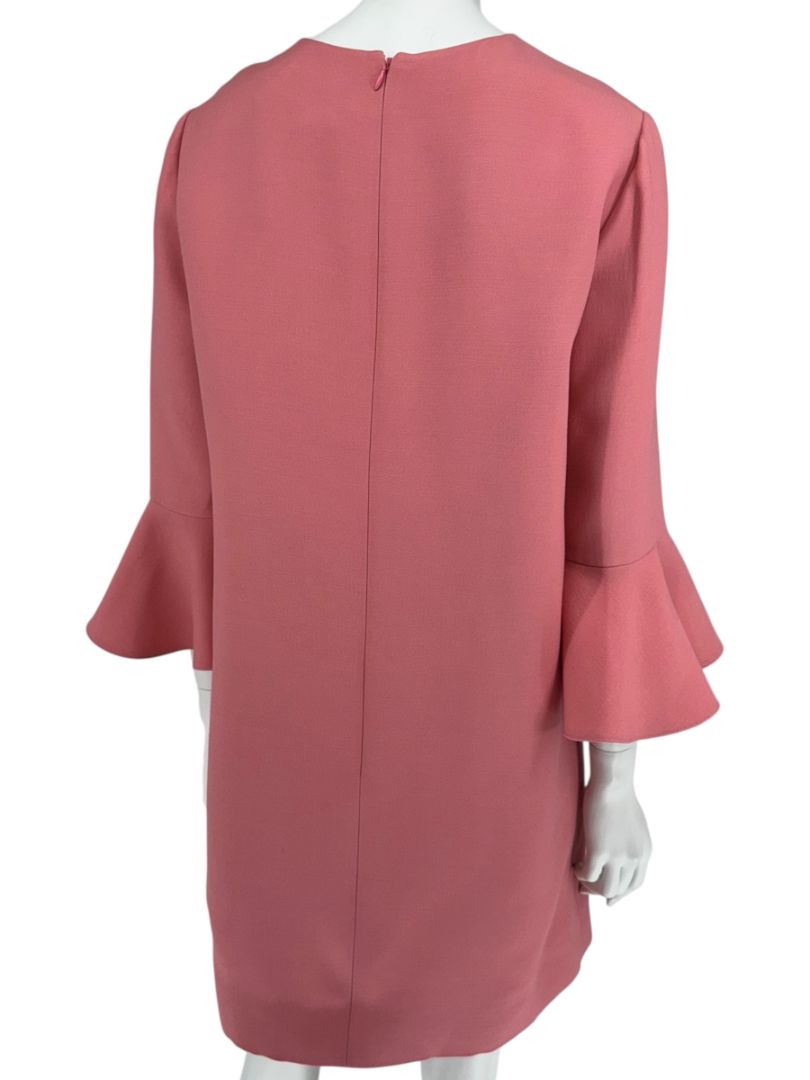 Valentino Rose Pink Crepe Ruffle Sleeve Shift Dress – Size 10