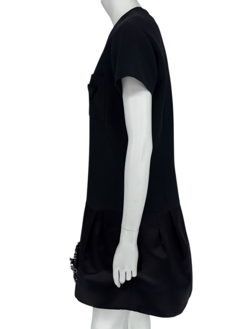 Prada Embellished Drop-Waist Mini Dress in Black – Size IT 44 (US 8)